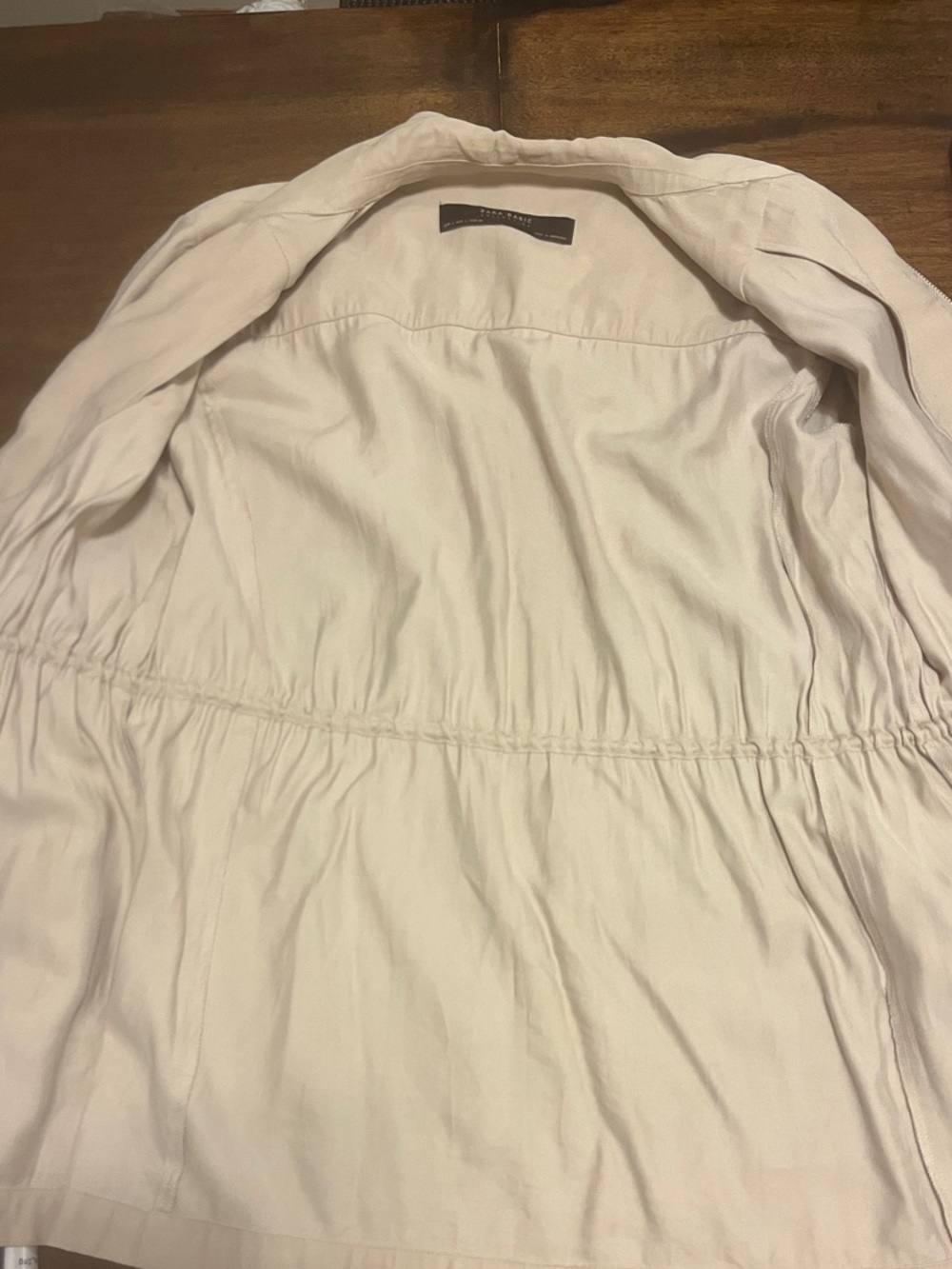 Zara Light Beige Zip-Front Drawstring Utility Jacket - Picture 7 of 14